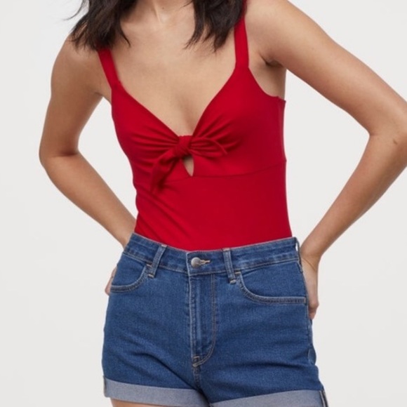 Super cute, red, tie up body suit!❣️ - Picture 2 of 2